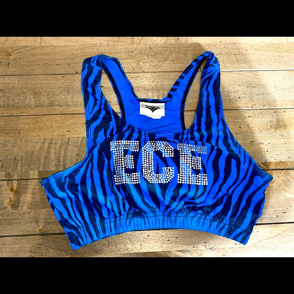 ECE Blue Zebra Print Sports Bra